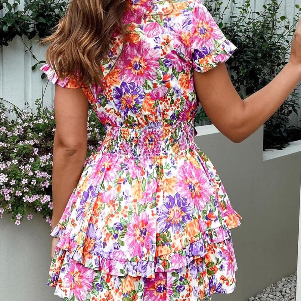 Floral Multi-Color Ruffle Dress - Picture 2 of 4